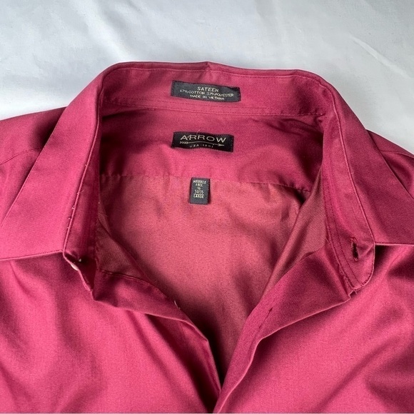Arrow - Men’s Dress Shirt - 16 34/35 Large - Rust - Wrinkle Free - Picture 12 of 14